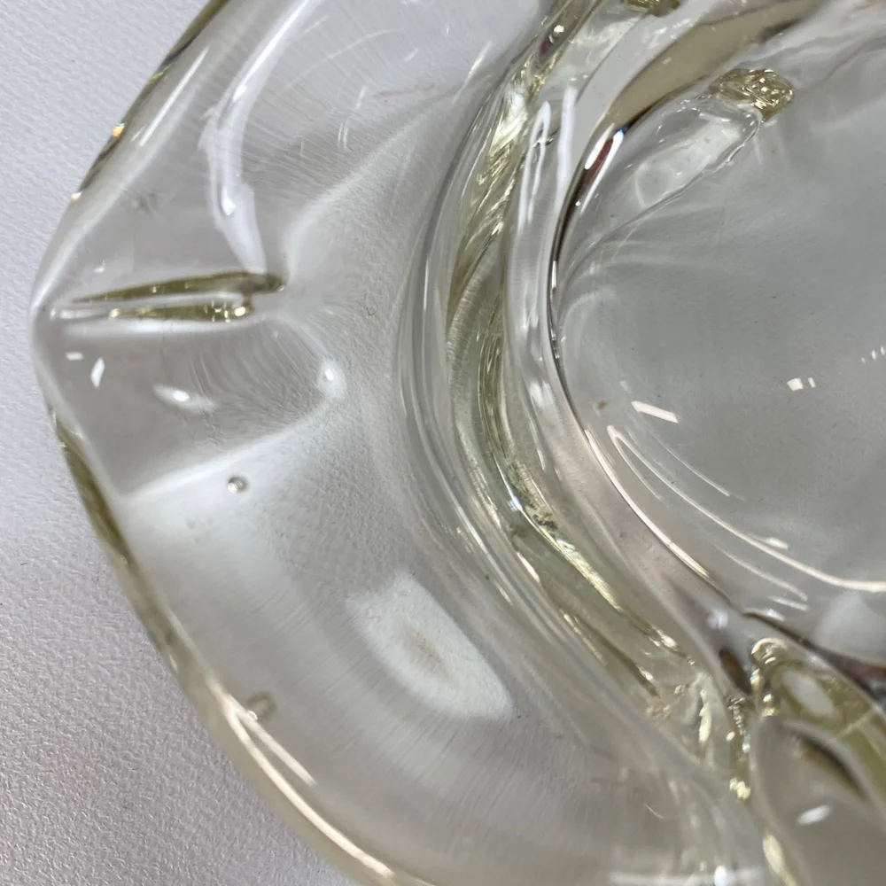 Vtg 80s Crystal Hand Blown Fish Bowl Bouquet Flower Vase Action International